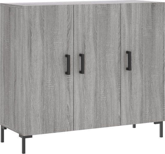 vidaXL Dressoir Grijs Eiken 90x34x80 cm