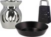 Merkloos Amberblokjes/geurblokjes cadeau set - geurbrander/mini rasp/schaaltje - zilver/zwart - keramiek