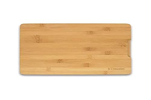 3 CLAVELES - Snijplank van bamboe, 33 x 23 x 2 cm, snijden en hakken van levensmiddelen