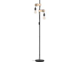 EGLO Townshend Vloerlamp - 2 Lichts - Zwart/Bruin - E27 - 166.5cm