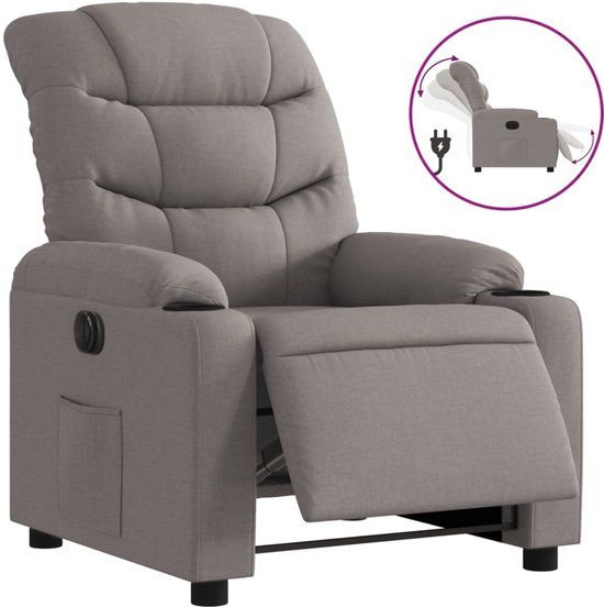 vidaXL Fauteuil verstelbaar elektrisch stof taupe