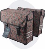 Voltano Dubbele Fietstas Crimson Leaf - Zwarte Met Grijze Bloemen - 38 Liter - 100% Waterdicht Polyester