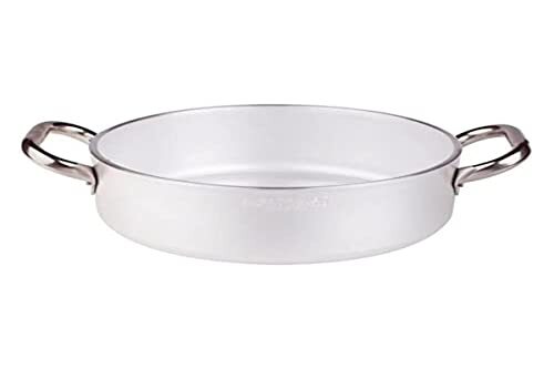 Pentole Agnelli Professionele aluminium 3 mm braadpan met 2 handgrepen, 17,6 liter, zilver