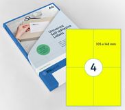 Rillprint Etiket 105x148mm fluor geel 400st