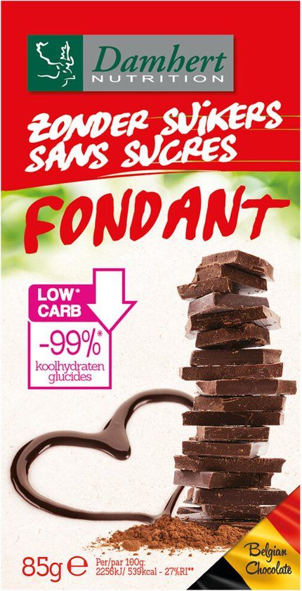 Damhert Zonder Suikers Chocoladetablet Fondant - 85g