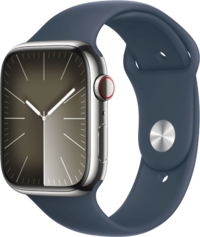 Apple Apple Watch Series 9 4G 45mm Zilver RVS (Blauwe Siliconenband M/L)