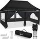tillvex Pavillon 3x6m - avec 6 parois Noir imperméable | Tonnelle pliante pop-up réglable en hauteur | Tente de jardin protection UV 50+ | Tonnelle de fête avec sac pour jardin