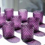 Woho 12 stuks paarse glazen theelichthouders voor Halloween-feestdecoratie, vintage, bruiloft, verloving, tafelopzetstuk