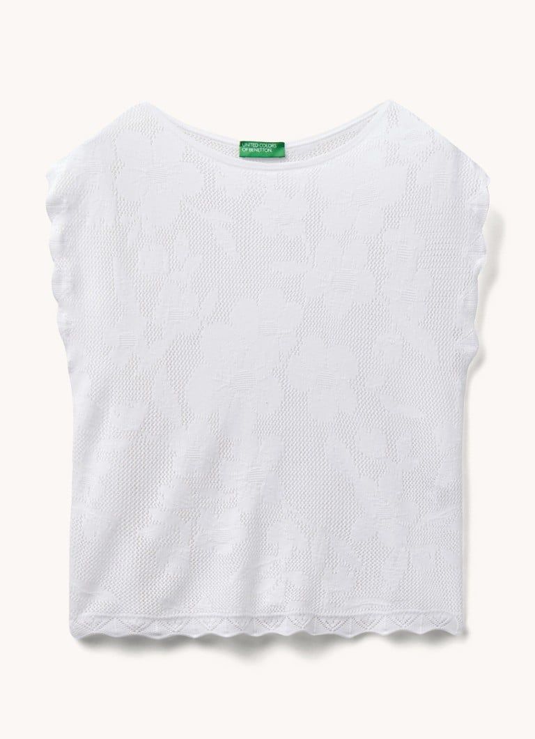 Benetton Semi-transparante top met ingebreid patroon