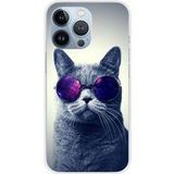 Apple iPhone 13 Pro Siliconen hoesje Kat met bril