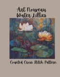 Art Nouveau Waterlilies: Lotus & Water Lilies Botanical Floral Design Counted Cross Stitch Pattern