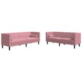VidaXL 3-delige Loungeset Chesterfield met bolsters fluweel roze