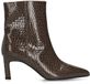Manfield Bottines femme cuir verni gris foncé à talon et imprimé croco - Taille 41