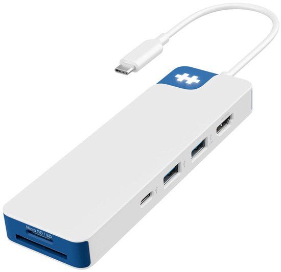 Hyper HD4102BUGL interface hub USB 3.2 Gen 1 (3.1 Gen 1) Type-C 5000 Mbit/s Blauw, Wit