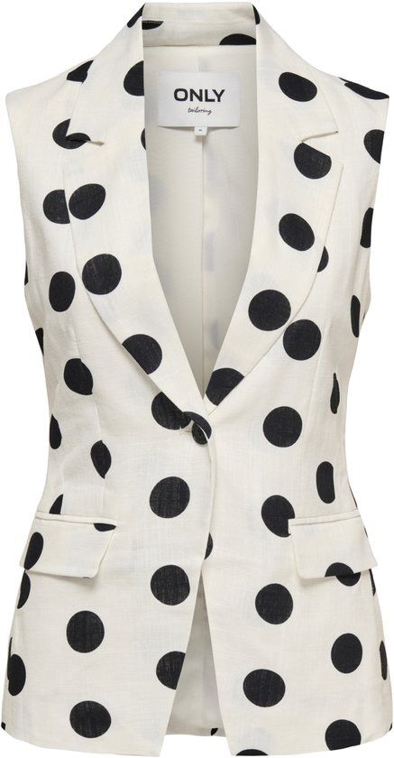 Only Gilet Onlviesta S/l Linen Bl Waistcoat Tl 15375017 Cloud Dancer/black Dot Dames Maat - 34