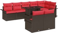 vidaXL Tuinbank - Set - 9 - st - Bruin - Poly - rattan