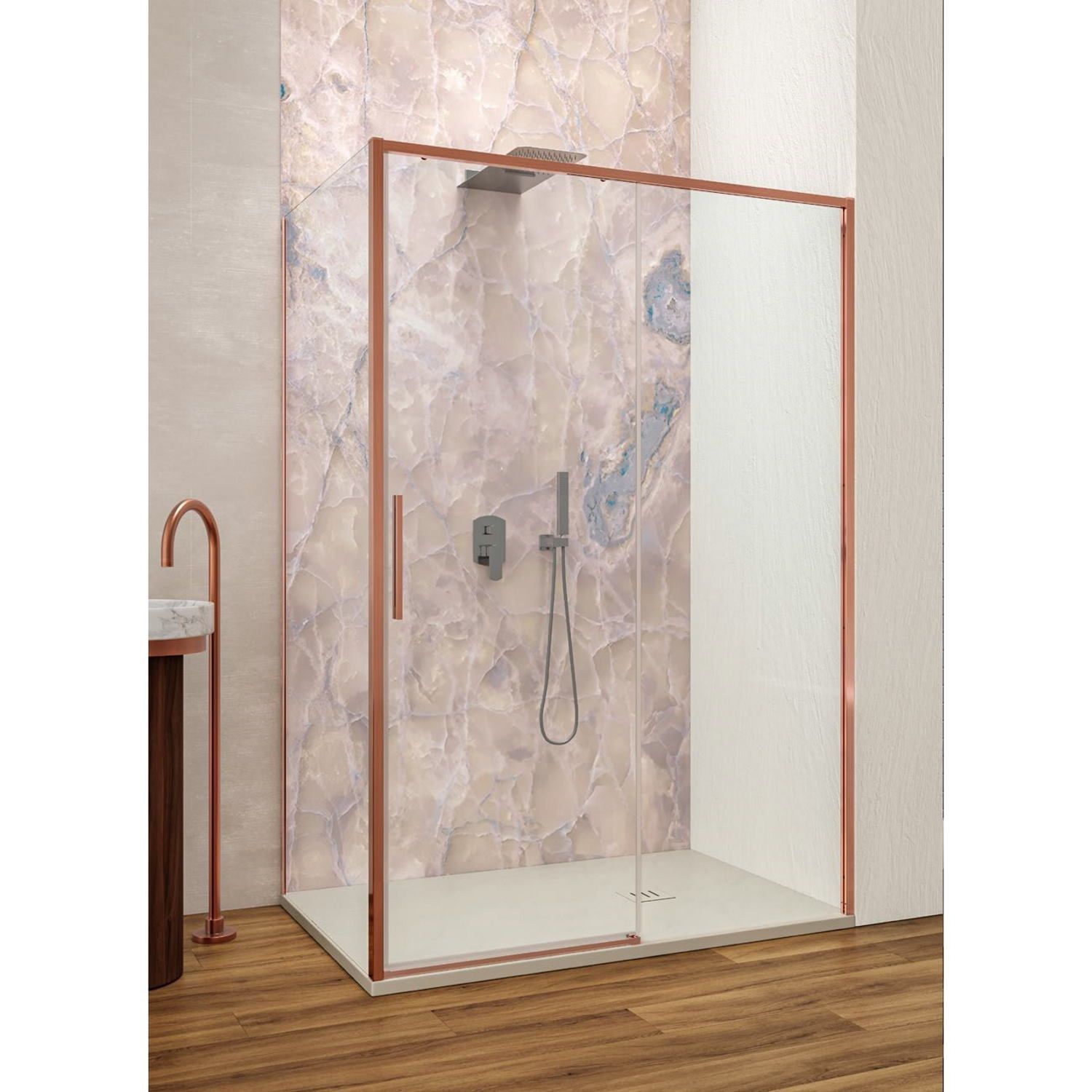 Lacus Douchecabine Torcello Aluminium Helder Glas Rose Gold (Alle Maten) - 8719304150251