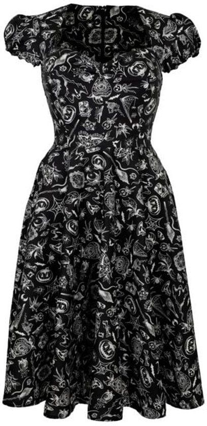 Hell Bunny Mischief Midi Dress Dames Midi-jurk - zwart/wit - XS