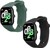 kwmobile 2x horlogebandjes geschikt voor Xiaomi Redmi Watch 4 / Watch 5 / Watch 5 eSIM bandje - Smartwatch bandjes van TPU - Activity tracker horloge band in zwart / donkergroen