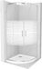Mexen Rio douchecabine halfrond 80 x 80, rayures blanches, chrome + receveur de douche plat, blanc