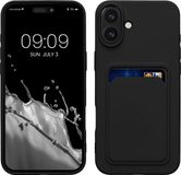 kwmobile telefoonhoesje geschikt voor Apple iPhone 16 Plus - Hoesje met pasjeshouder - TPU case in zwart