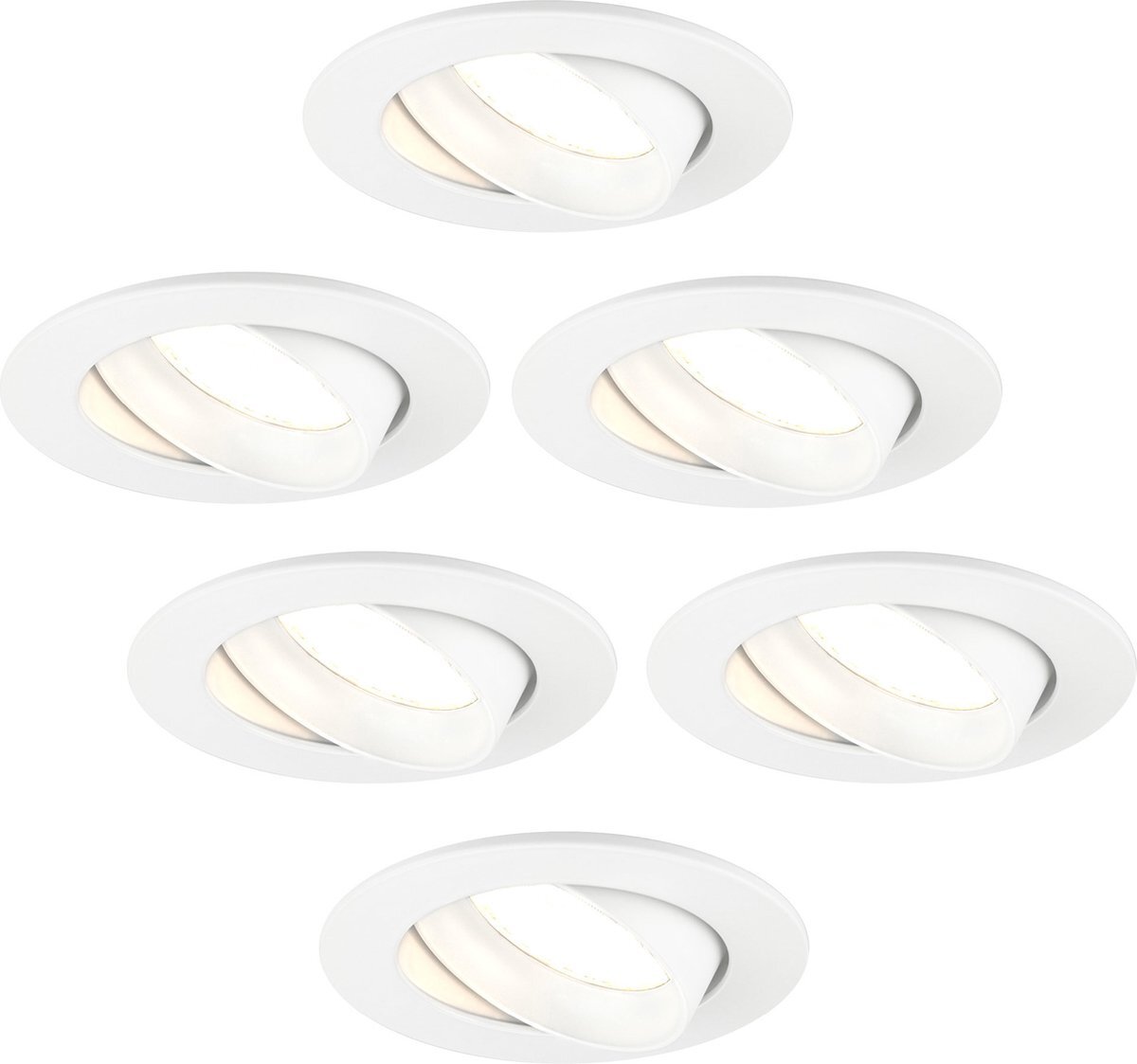 LEDVION Dimbare LED inbouwspots Wit - Rio - 5W - 2700K - ø85mm - 6 pack