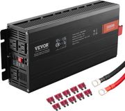 VEVOR Sinusomvormer 3000W DC 12V AC 230V LCD-scherm Stroomomvormer met 3 AC-aansluitingen 2 USB-poorten 1 Type-C-poort 10 Vervangingszekeringen voor Grote Huishoudelijke Apparaten