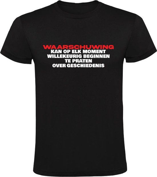 Sol's Heren T-shirt - Waarschuwing Geschiedenis - Zwart - XL