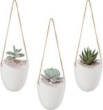 Merkloos Relaxdays Hangende Bloempot - Set van 3 - Keramiek - Wit/Lichtbruin