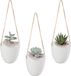 Merkloos Relaxdays Hangende Bloempot - Set van 3 - Keramiek - Wit/Lichtbruin