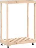 vidaXL Houtblokhouder met wielen 76,5x40x108 cm massief grenenhout