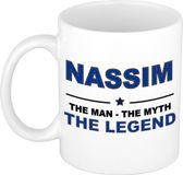 Bellatio Decorations Nassim cadeau mok - man myth legend - naam koffiemok / beker - wit en blauw - 300 ml - verjaardag