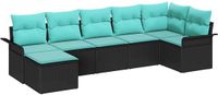 vidaXL - Tuinbank - Set - 7 - st - Zwart - poly - rattan