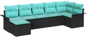vidaXL - Tuinbank - Set - 7 - st - Zwart - poly - rattan