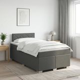 vidaXL Boxspringbed met matras, donkergrijs, 120 x 190 cm, stof