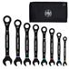 KLEIN TOOLS 69408MG ratelringsleutelset metrisch, 8-delig, ratel met 90 tanden, doorsteekdesign, kleurgecodeerd, roltas, 8-19 mm