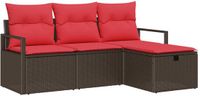 vidaXL Bankstel 4 zitplaatsen Bruin en Rood Polyrattan