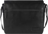 JOST Leren Business tas Schoudertas met laptopvak Aarhus Shoulder Bag Black Zwart