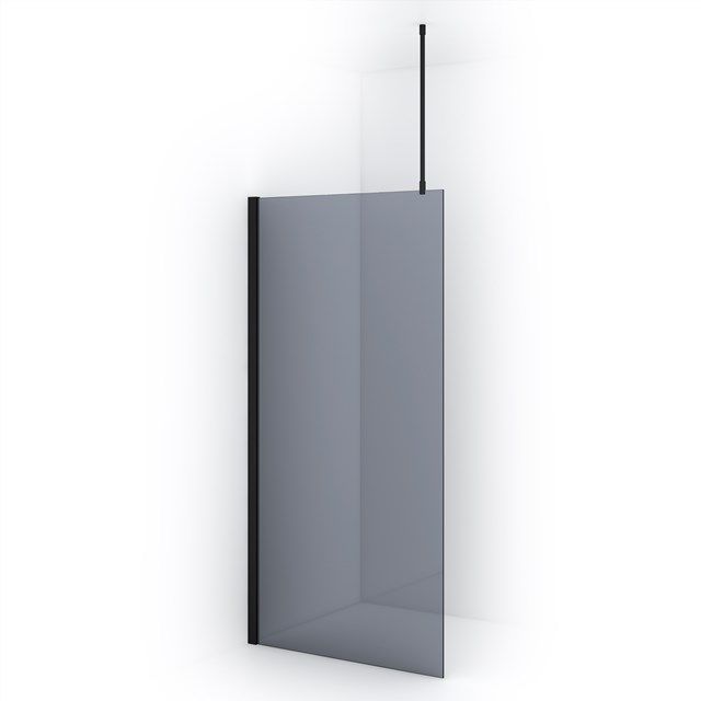 Maxaro Inloopdouche Diamond 100cm 8mm Rookglas Mat Zwart