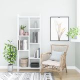 Moderne witte boekenplank, 63,2 cm x 25 cm x 160 cm, 100% melamine gecoat particle board, 18 mm dik, wandmontage, Scandinavisch design, ideaal voor thuis en school