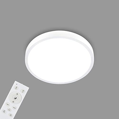 Briloner - LED plafondlamp RGBW, LED plafondlamp dimbaar, kleurrijke lichtkleuren, neutraal wit, opbouwlamp, afstandsbediening, wit, Ø380x50 mm