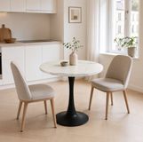 STILVORA Ronde Eettafel - Compact Voor 2 Tot 4 Personen - Keuken En Thuiswerkplek - MDF En Metaal - 80 Cm - Wit;Zwart