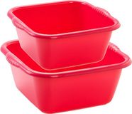 Forte Plastics Voordeelset multifunctionele kunststof teiltjes rood 2x formaten - 15 en 20 liter inhoud afwasbakjes