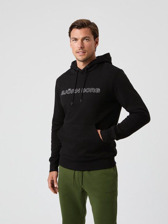 Björn Borg Essential 3 Hoodie Heren Trui met Capuchon - Katoen - Zwart - Maat M