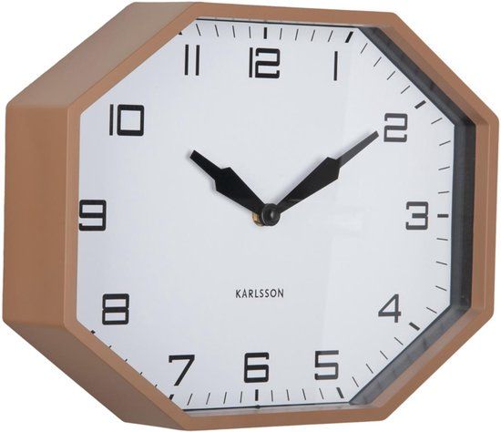 Karlsson Wandklok Modern Factory Octagon - Bruin
