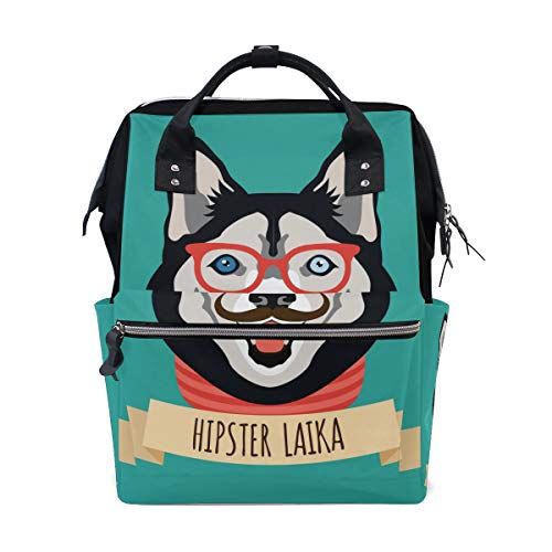 MONTOJ Husky Hond Hipster Tijd Canvas Rugzak Reizen Campus Rugzak