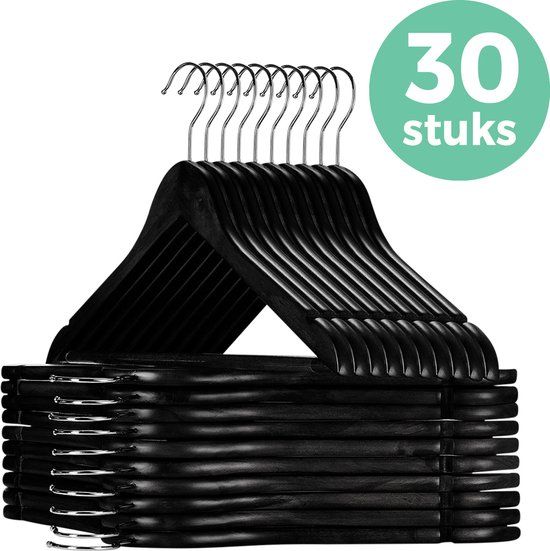 LifeGoods Kledinghangers - 30 Stuks - Zwart