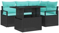 vidaXL Tuinbank Set Zwart en Blauw