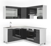Vicco Hoekkeuken Fame-Line, Anthracite Brillant/Blanc, 190 x 160 cm, WB Marbre