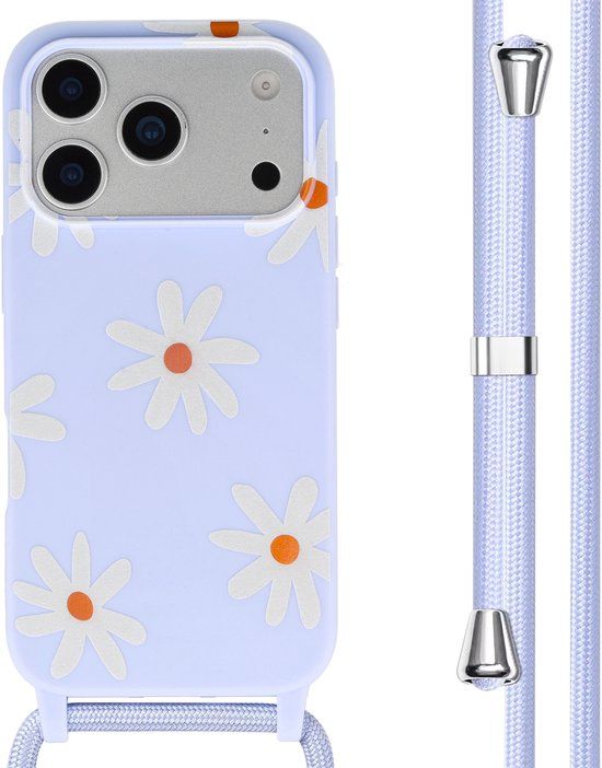 imoshion Hoesje - Geschikt voor Apple iPhone 17 Pro Max - Siliconen design hoesje met koord - Lila Flower Distance